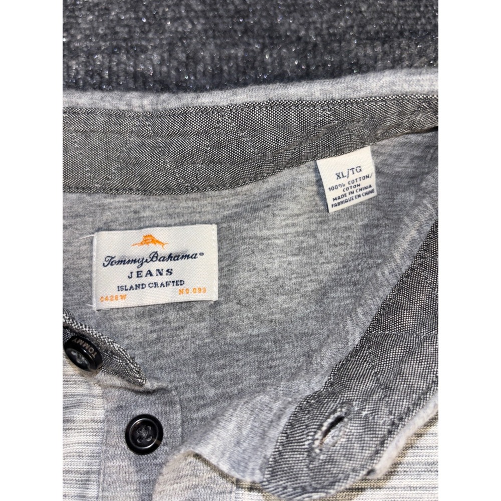 Tommy Bahama Polo‎ Shirt Mens XL Gray Striped Super Soft Slit Collared Popover - Picture 3 of 5